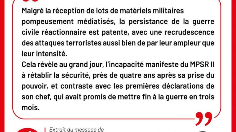 Crise au Burkina Faso : l&rsquo;UGEB dénonce l&rsquo;échec de la stratégie sécuritaire du MPSR II
