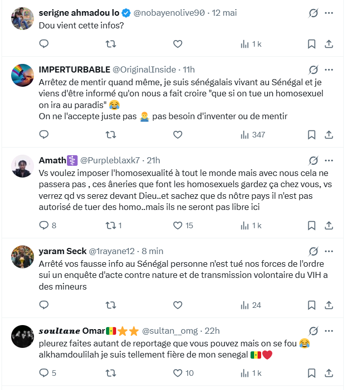Graphique illustrant les débats sur l'homosexualité et la législation au Sénégal