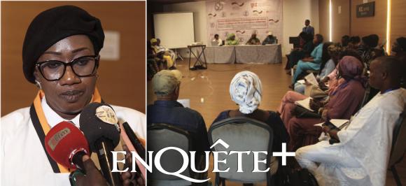 Illustration montrant des femmes leaders en discussion lors d'un séminaire politique au Sénégal