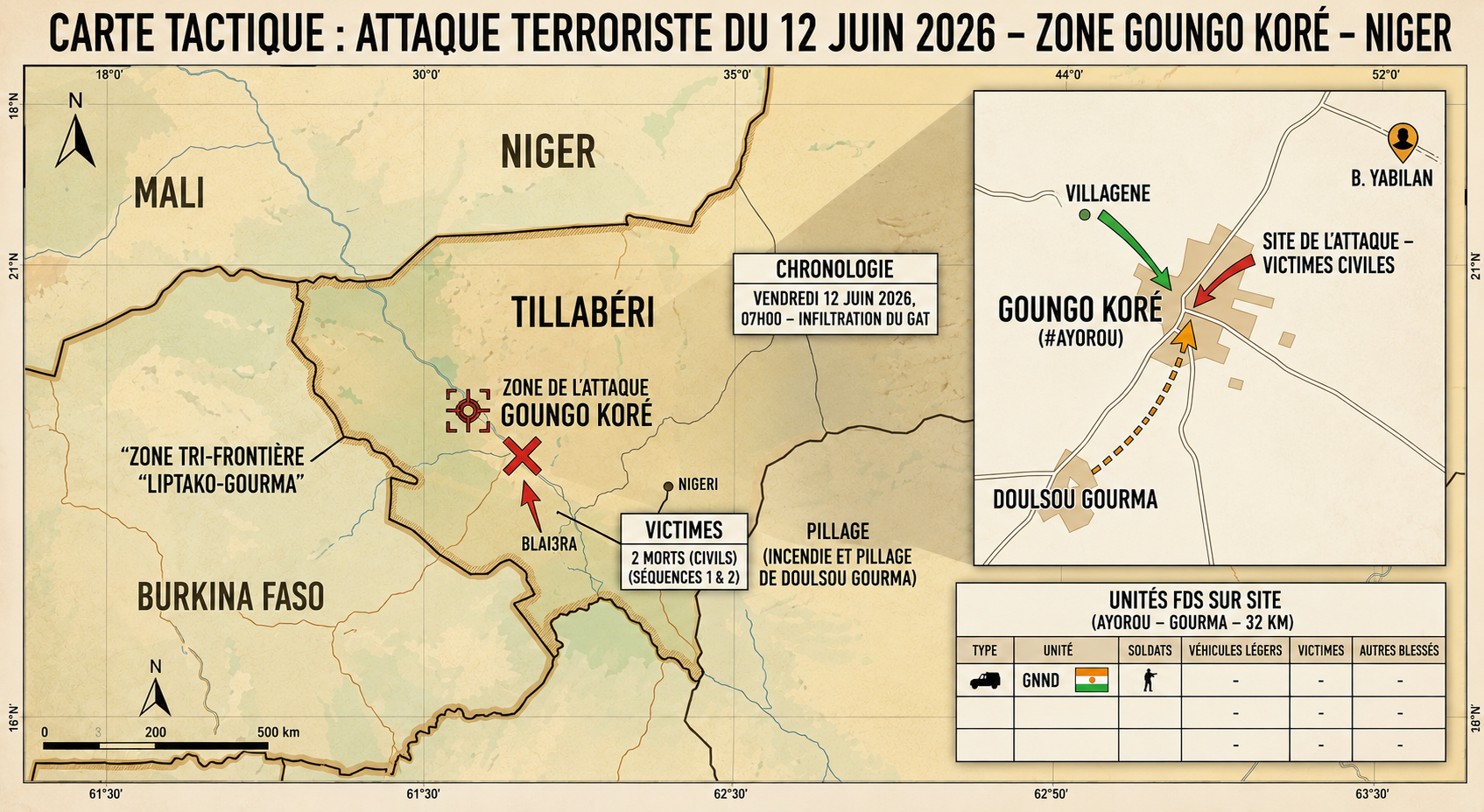Attaque meurtrière à Ayorou : deux civils tués, un homme enlevé