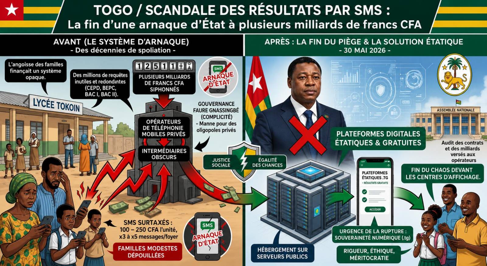 Togo : la fin des résultats d&rsquo;examens par SMS, un scandale financier enfin révélé