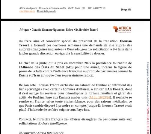 Burkina Faso : la demande de visa discrète d&rsquo;un proche de Traoré qui contredit le discours anti-français