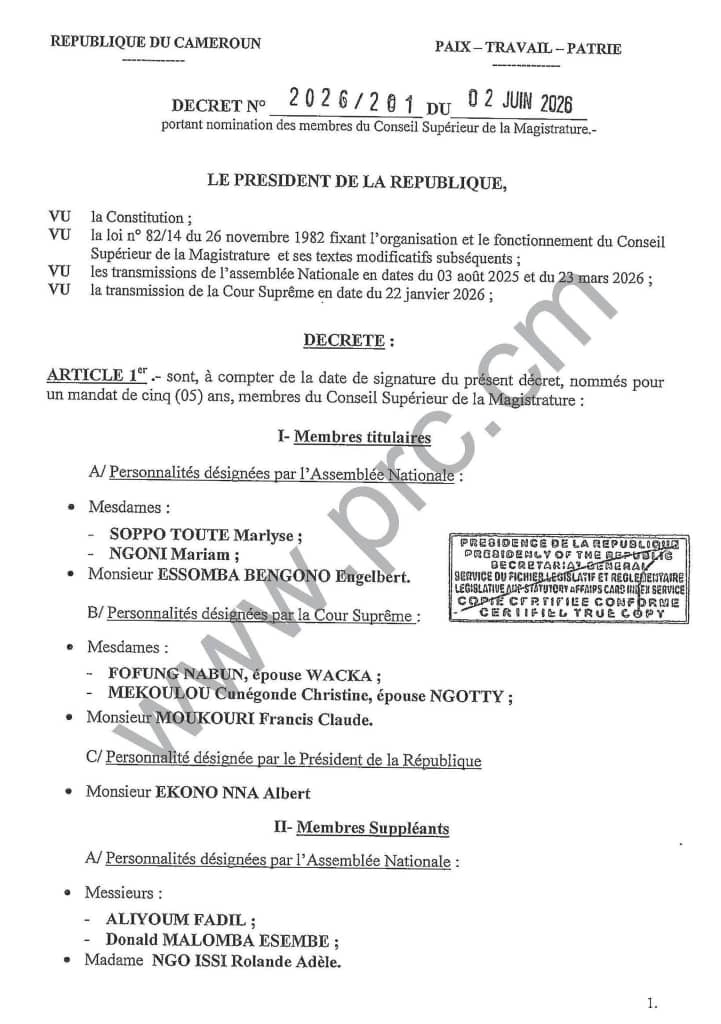 Liste des membres du Conseil supérieur de la magistrature