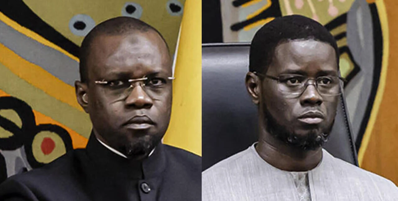 Portrait officiel de Bassirou Diomaye Faye et Ousmane Sonko lors d'une réunion politique
