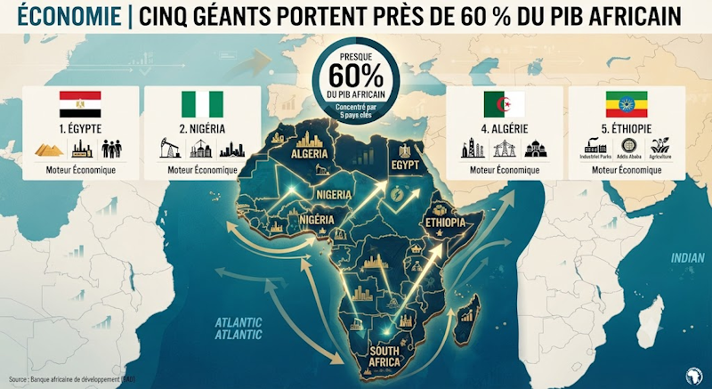 Les cinq économies africaines qui façonnent 60 % du pib du continent