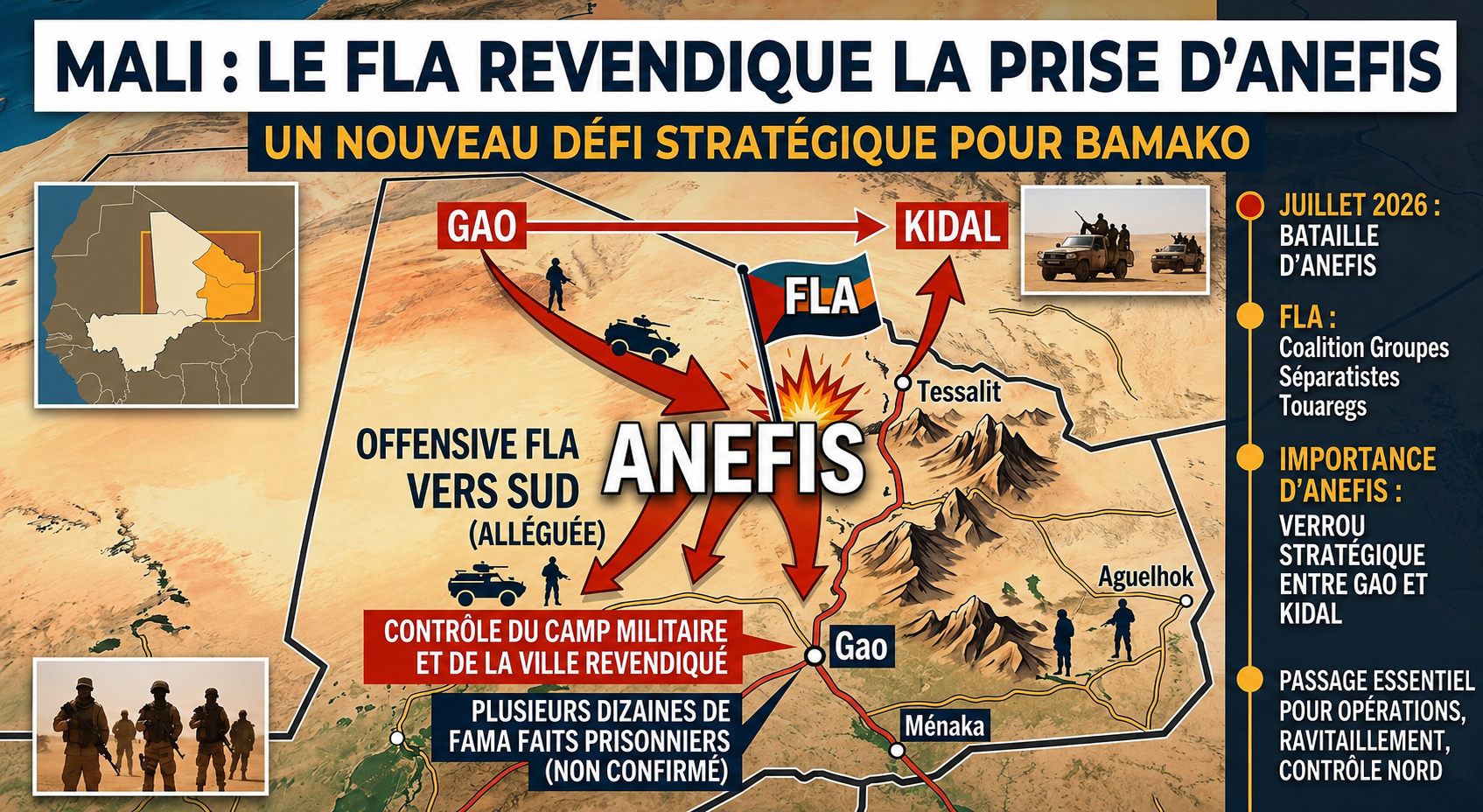 La tension monte au Mali : Anefis sous le contrôle du FLA, une prison attaquée près de Bamako