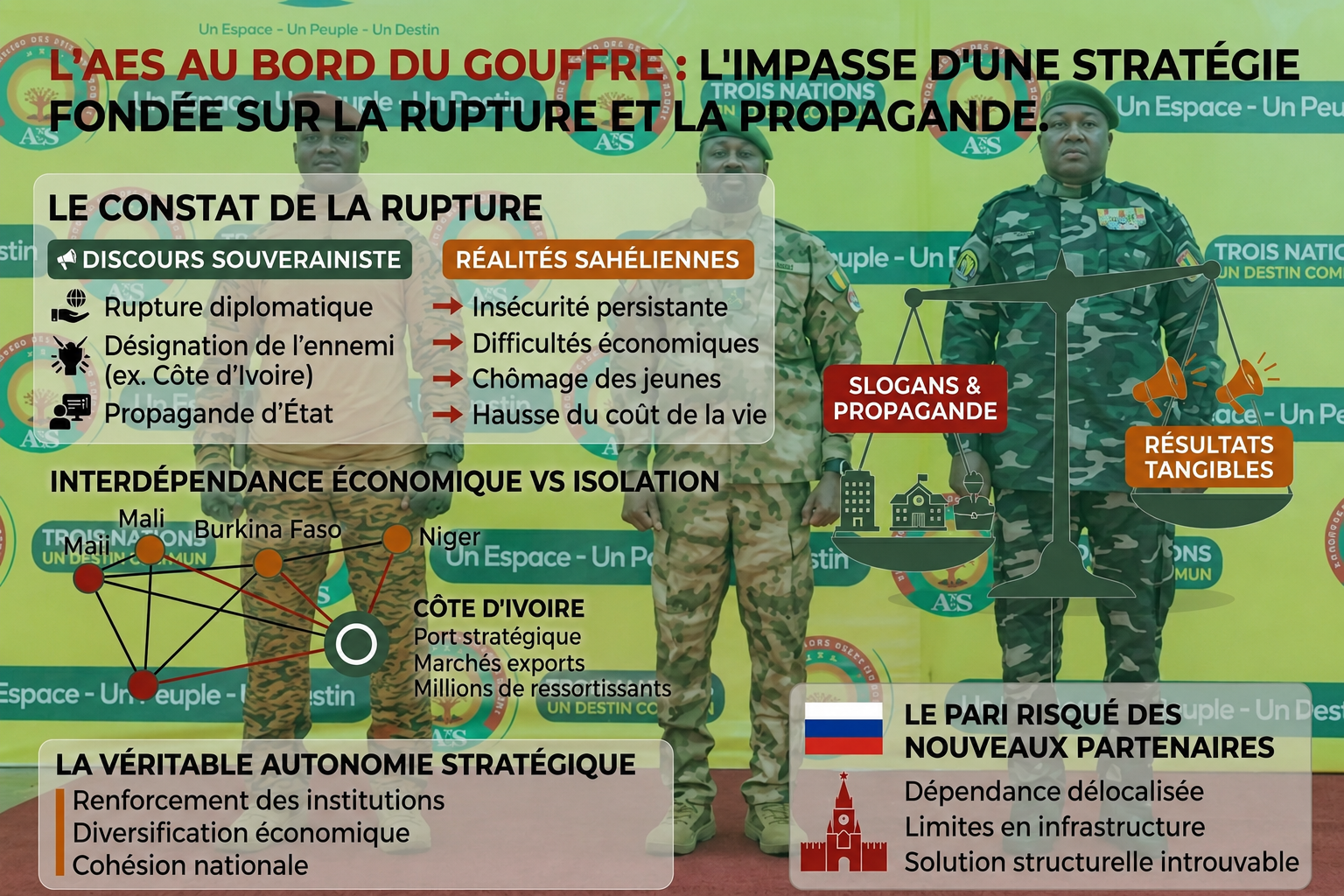 L&rsquo;AES entre propagande et réalité : le souverainisme face à l&rsquo;impasse sahélienne