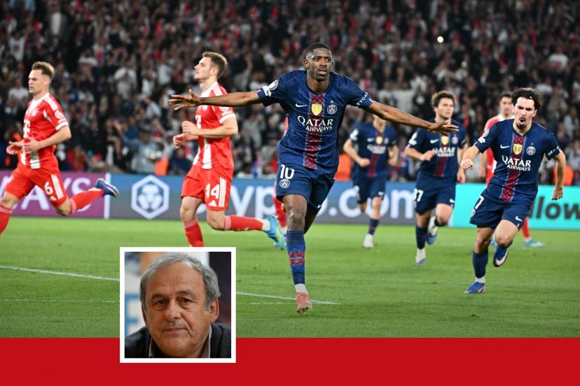 Portrait de Michel Platini, triple Ballon d'Or français, affichant un regard critique lors d'un entretien