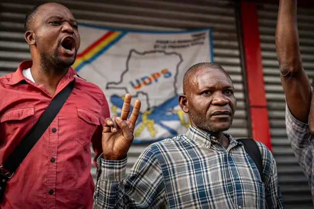 Militants du parti présidentiel UDPS lors d'un rassemblement à Kinshasa
