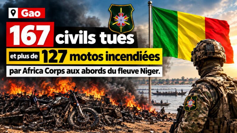 Gao : 167 civils massacrés et 127 motos incendiées par Africa Corps au bord du fleuve Niger