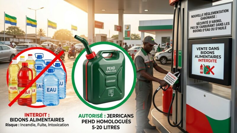 Bidons alimentaires bannis des stations-service au Gabon : ce qui change et comment les automobilistes réagissent